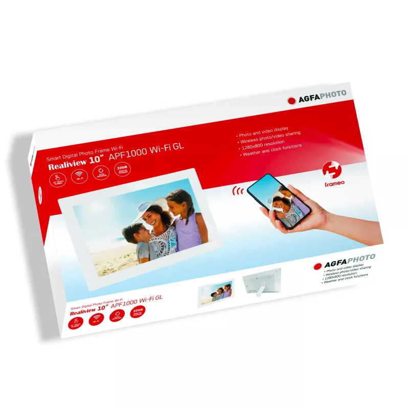 Moldura digital de vidro Wi-Fi Agfa Photo APF1000 10 branco