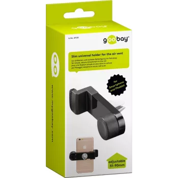 Wentronic Goobay Suporte universal fino para ventilação, preto – para fixação fácil e segura no veículo (47139)