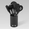 Conjunto de utensílios de cozinha Maestro MR-1542 — 8 peças em silicone para bancada, preto, empilhável com suporte de armazenamento