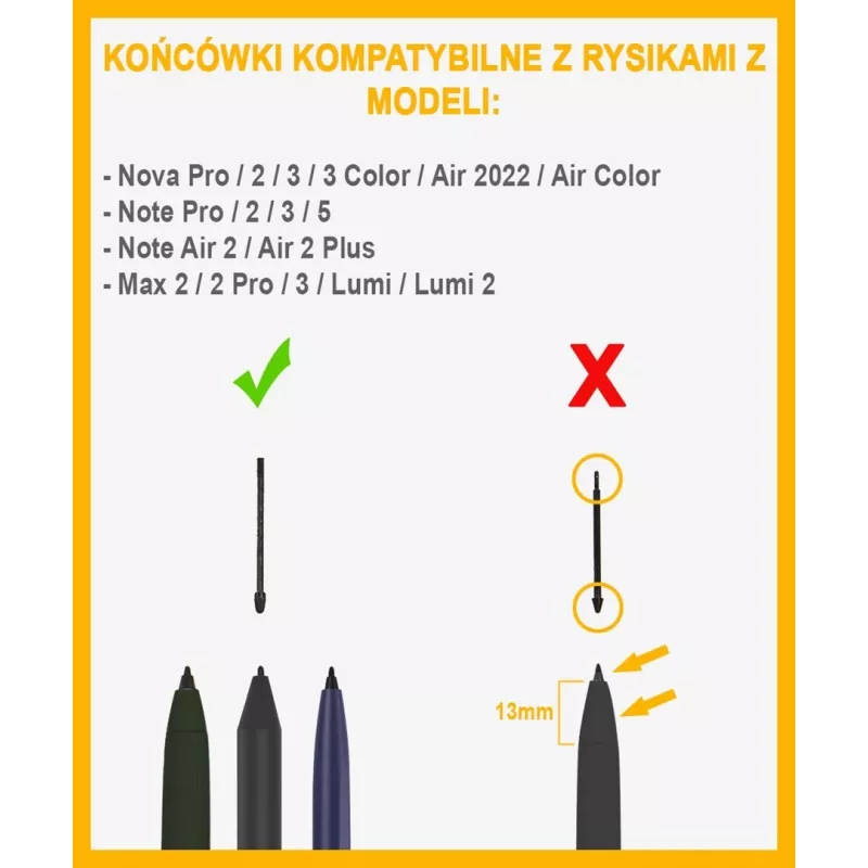 Pontas de stylus para e-reader Onyx Note 3 — pontas de substituição, preto, 5 unid.