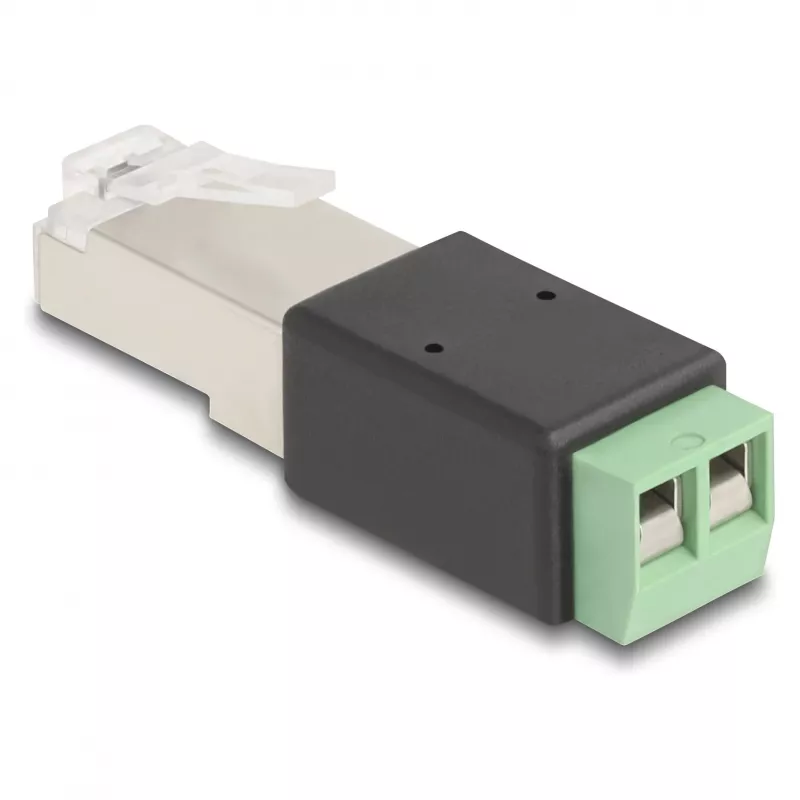 Adaptador DeLOCK ficha RJ45 para bloco de terminais 2 polos 66604 preto verde