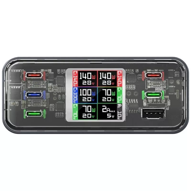 Estação de carregamento 360W 5xUSB-C + 1xUSB-A GaN