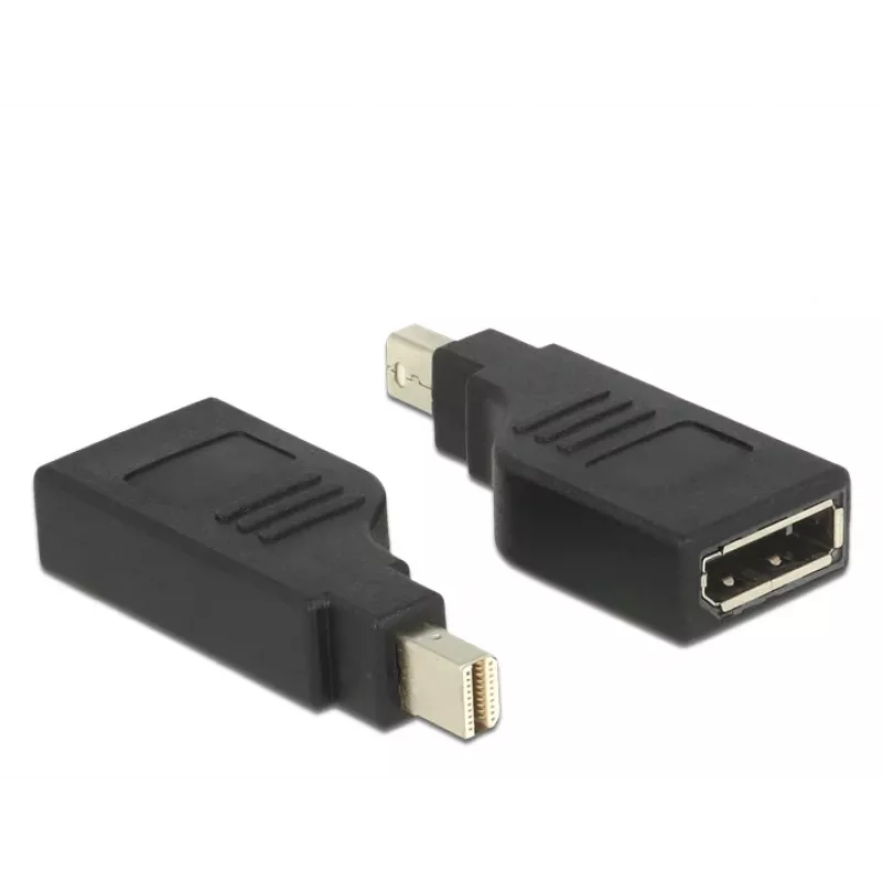Adaptador Delock Mini DisplayPort 1.2 macho > conector fêmea DisplayPort 4K 90° angular - adaptador DisplayPort - Mini DisplayPort (M) angular para DisplayPort (F) angular - preto (65626)