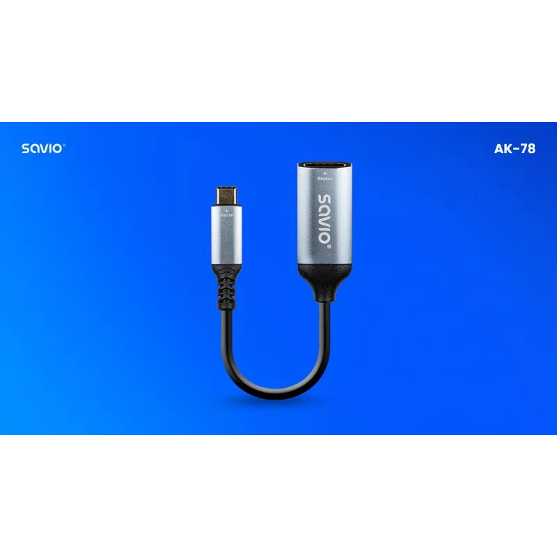 Savio adaptador USB-C (M) HDMI (f), 4K, 60Hz, alumínio, AK-78