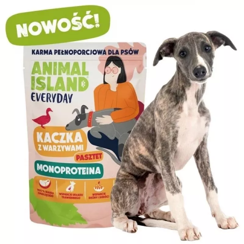ANIMAL ISLAND Monoprotein vitela/pato/peru comida para cães 9×300g