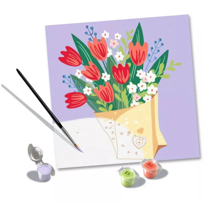 Conjunto de pintar por números Ravensburger CreArt - Quadro de tulipas, modelo 25518