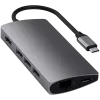 Adaptador de alumínio Satechi V2 USB-C (USB-C, 3x USB-A, 4K HDMI, leitor de cartões micro/SD, Ethernet) (Starlight Grey)