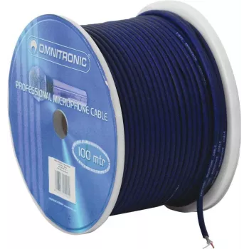 Cabo de microfone Omnitronic 2×0,22 mm 100 m preto