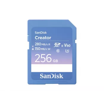 Cartão de memória SD SanDisk Creator UHS-II 256 GB com velocidades de transferência elevadas até 280 MB/s