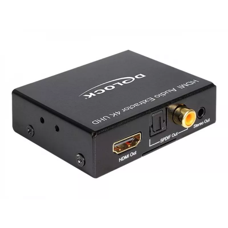 Extrator de áudio HDMI estéreo / 5.1 canais 4K, adaptador preto