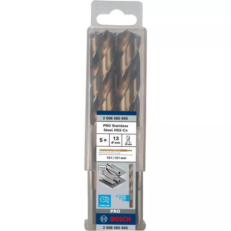 Brocas helicoidais Bosch HSS Cobalt 2608585905 Conjunto de 5 peças
