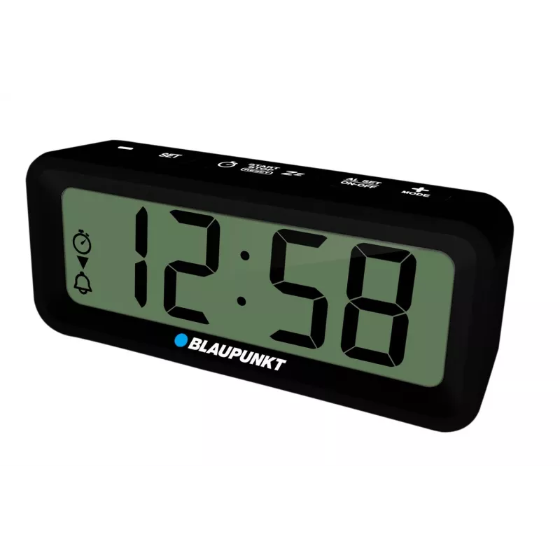 Acessório eletrónico BLAUPUNKT CL04BK — relógio compacto preto com termómetro, indicador de humidade, calendário, alarme, função soneca, pilha AAA