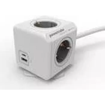 Régua de tomadas Allocacoc 10435/DEEUAC com 4 tomadas AC, ligações USB-A e USB-C