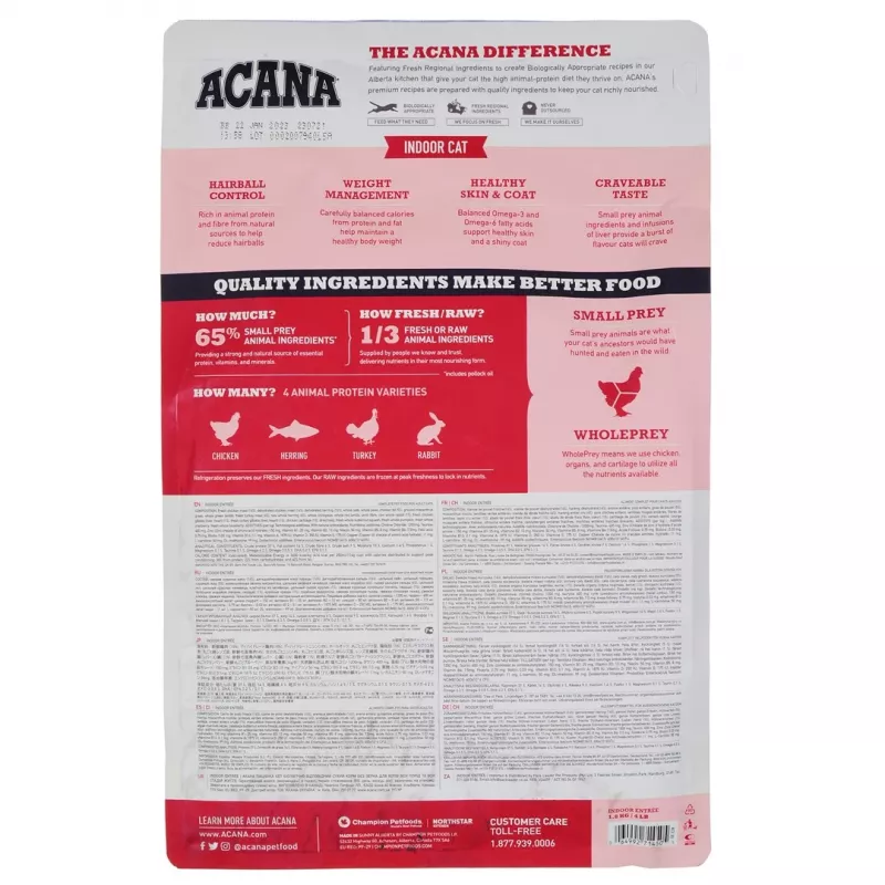 ACANA Indoor Entrée - Alimento seco para gatos - 1,8 kg