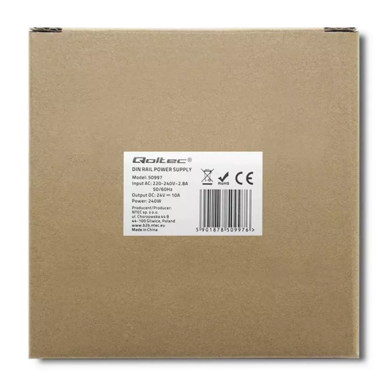Fonte de alimentação para calha DIN QOLTEC 50997 240W 24V 10A