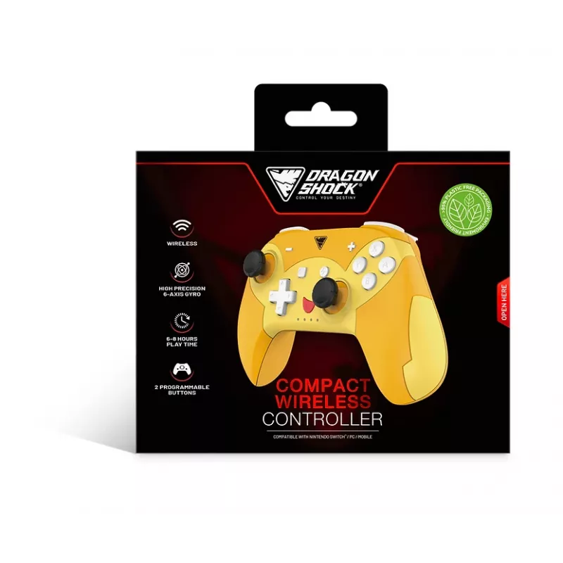 DragonShock PopTop Compact, comando, Nintendo Switch, botão Voltar, D-Pad, botão Home, botão Reset, sem fios, Bluetooth, USB Type-C