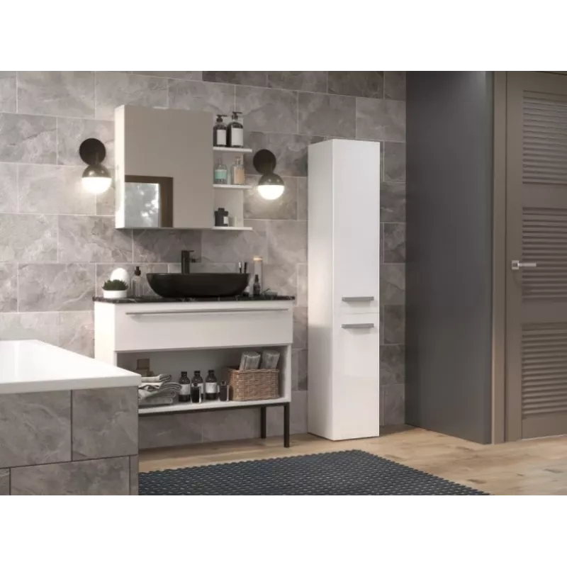 Armário de arrumação de casa de banho top e shop NEL II BIEL POŁ — de pé, 5 prateleiras, 310×300×1740 mm, branco