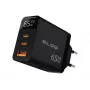 Carregador de parede LCD tomada USB + USB-Cx2 PD 65W GAN preto com wattímetro