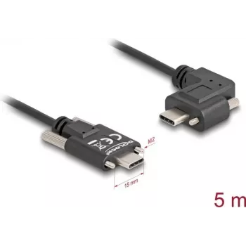 Cabo USB 2.0 DeLOCK USB Type-C macho para USB Type-C macho angular esquerda/direita PD 3.0 60W 5m