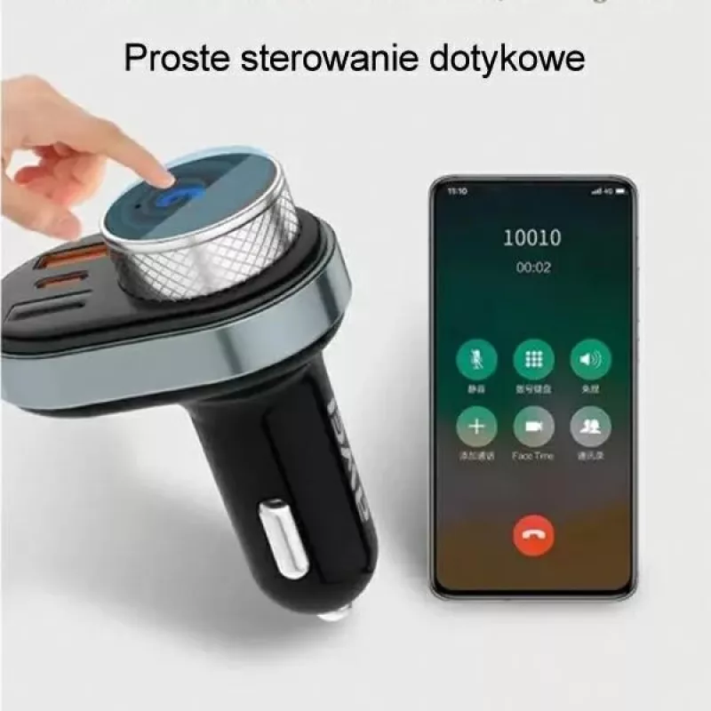 Sistema mãos-livres Awei C-843 Bluetooth 5.0 com transmissor FM, ligações USB e USB-C
