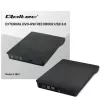 Unidade externa DVD-RW QOLTEC 51857 — USB 3.0, interface SATA, DVD±R 8x, DVD±RW 4x, DVD-RAM 5x, CD 24x, preto
