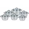 Conjunto de panelas Maestro MR-2120-12 — coleção de 12 peças em aço inoxidável com revestimento antiaderente, adequado para indução, inclui 6 panelas (16–24 cm) e tampas de vidro
