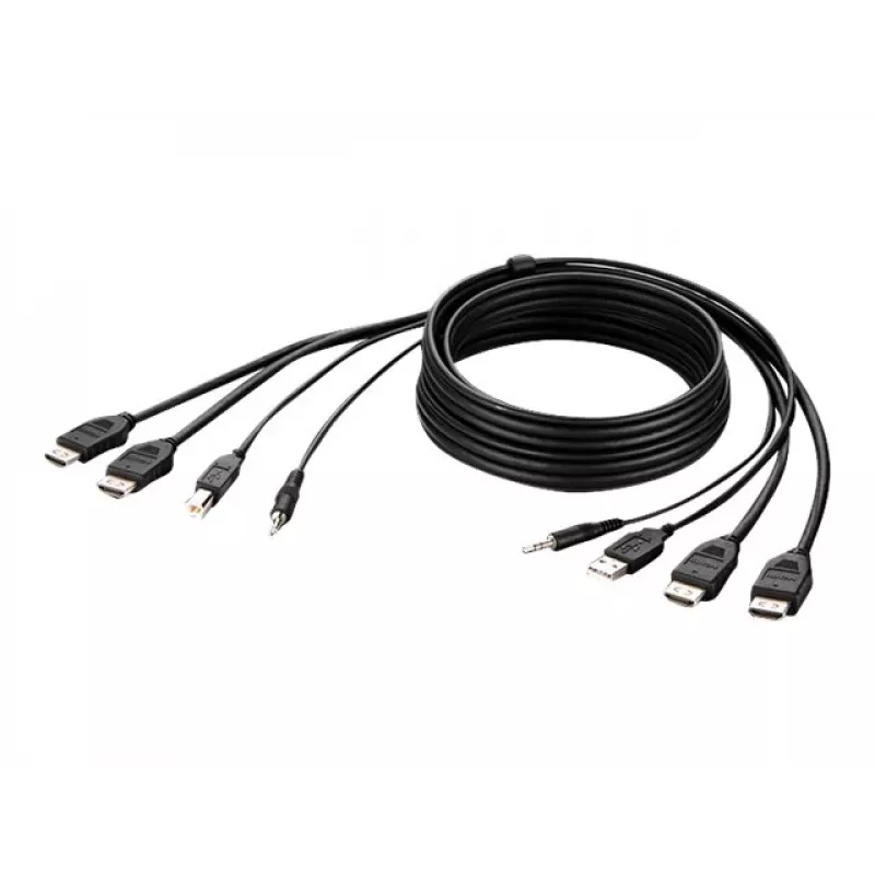 Cabo combo Belkin Secure KVM - cabo de vídeo / USB / áudio - conforme TAA - USB, mini-jack, HDMI (M)