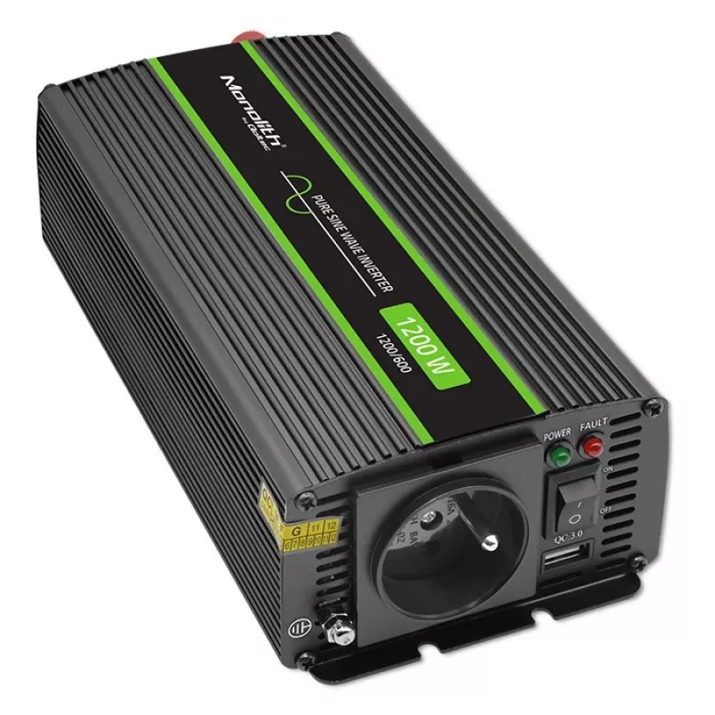 Inversor para automóvel Qoltec Monolith 1200 W preto 12 V
