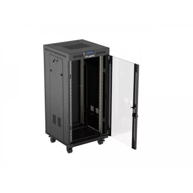 Armário rack autónomo LANBERG FF01-6624-12BL 24U 19 polegadas 600×600 mm, IP20, 1200 kg, preto