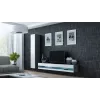 Suporte de TV Cama Meble VIGO NEW 30/140/40 — 1400×400×300 mm, tampo cinzento, aglomerado, estrutura cinzenta, frentes brancas brilhantes