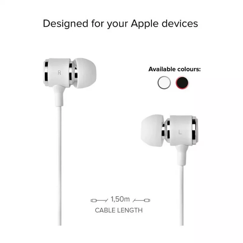 SBS TEINEARLIGHTW - Auscultadores - In-Ear - Chamadas e música - Branco - Botão - Buttons