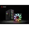 Caixa de PC SAVIO Noctis Flow RGB — Cube, ATX/Mini-ITX, 3 ventoinhas frontais de 120 mm, janela lateral em vidro temperado, GPU máx. 35 cm