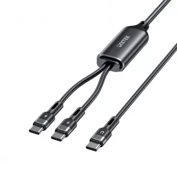 Cabo USB-C 2-em-1 Unitek C14146ABK01 1,8 m, USB-C para USB-C, 100 W PD, preto