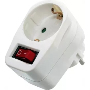 Tomada AS Schwabe 45037 com interruptor integrado, individual, ficha de alimentação