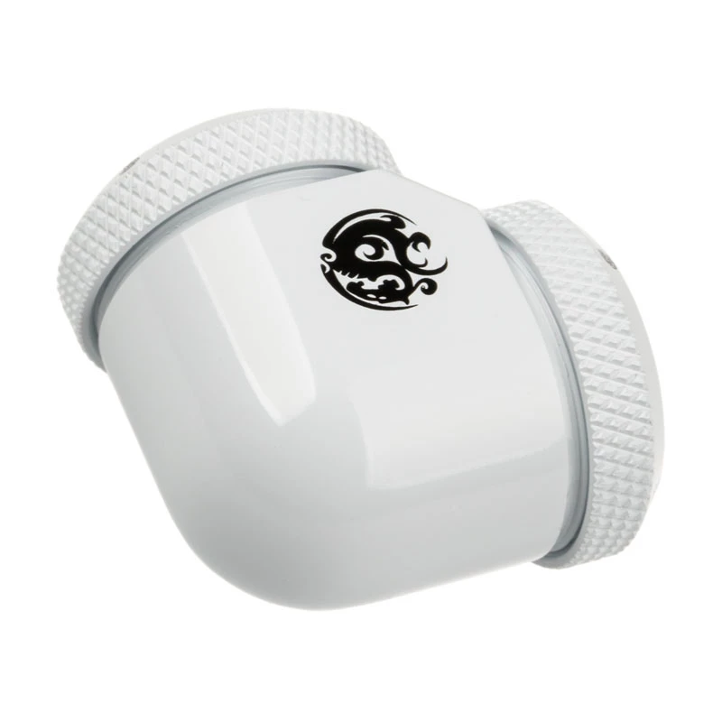 Adaptador 90° BitsPower para tubo rígido 16 mm DE para tubo rígido 16 mm DE, branco