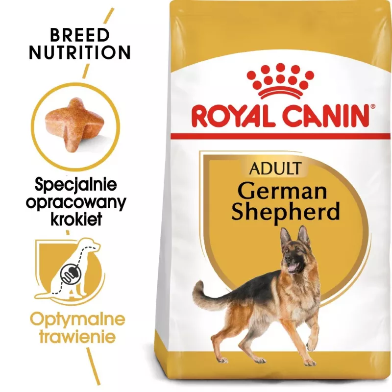 Ração seca para cães Royal Canin German Shepherd Adult, 11 kg — raça grande, aves, 24 % proteína, 19 % gordura