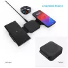Carregador sem fios dobrável FIXED FIXFLE-SA-BK 3-em-1 para Samsung – carregador portátil compacto para telefone, auriculares, wearables