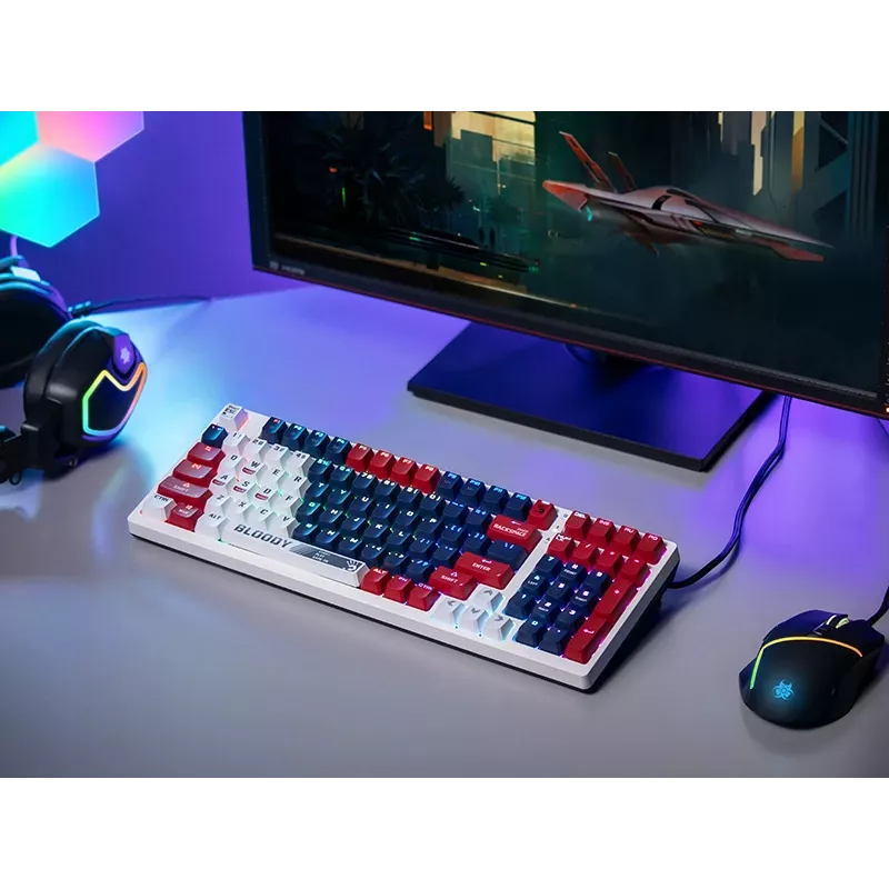 Teclado gaming mecânico A4Tech Bloody S98, USB, Sports Navy, interruptores BLMS Red Plus