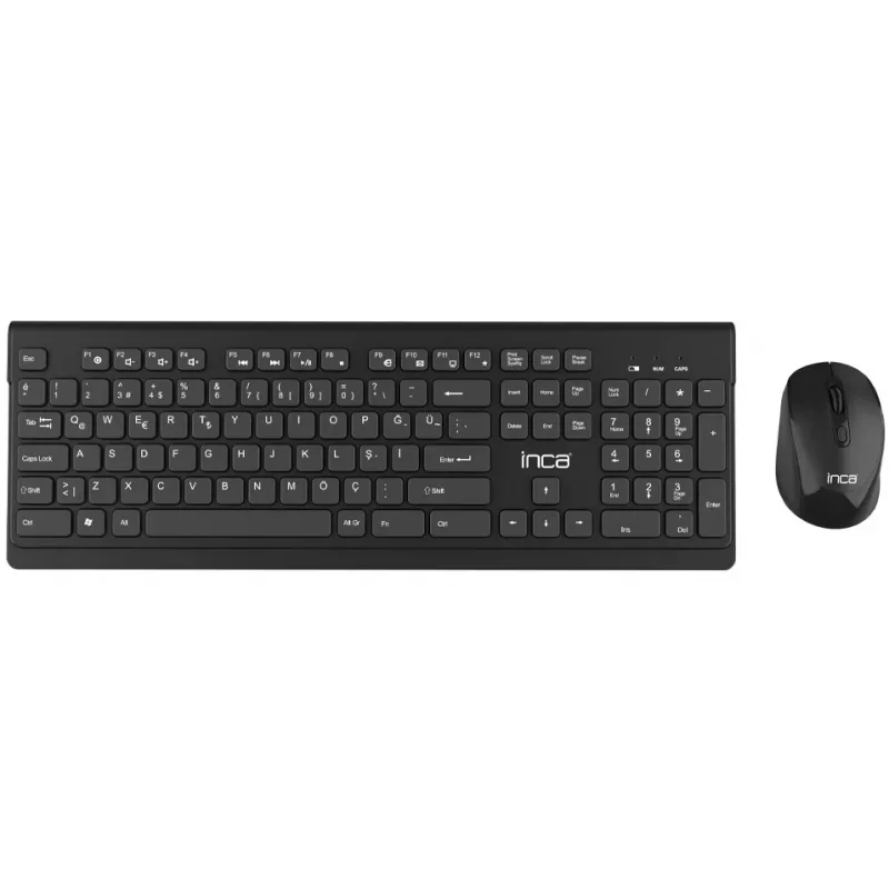 Teclado e rato Inca IWS-519 incluído Office RF Wireless QWERTY turco preto