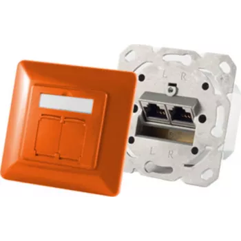Tomada de rede 2 x RJ-45 ShiverPeaks S/CONN 74280-O Cat6a 500 MHz laranja metal mate