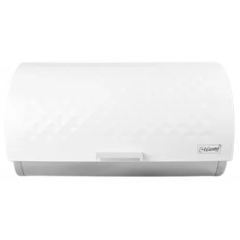 Caixa de pão Maestro MR-1676-WHITE, tampa rebatível em aço inoxidável, branca, 385×255×190 mm