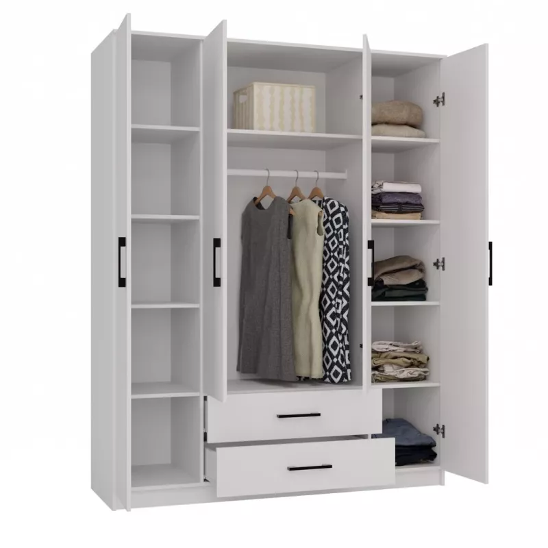 Topeshop ROMANA 160 BIEL KPLB Roupeiro/armário de quarto 11 prateleiras 4 porta(s) branco