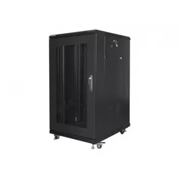 Armário rack autónomo LANBERG FF01-6822-23B 22U, calhas de 19 polegadas, 1159×600×800 mm, IP20, rodas, fechadura com chave, preto