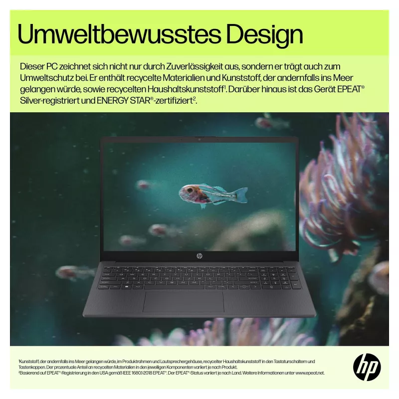 Portátil HP, ecrã de 39,6 cm, 15,6 polegadas, mate, resolução: 1920 x 1080, Full HD, processador quad-core (B55U8EA#ABD)