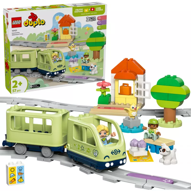 Conjunto de comboio de brincar LEGO DUPLO Aventuras interativas comboio 10427, 57 peças, 2 minifiguras, para crianças a partir dos 2 anos