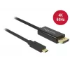 DeLOCK 85256 Adaptador de cabo de vídeo 2 m USB Type-C DisplayPort preto