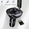 USAMS US-CC115 C21 Transmissor FM para automóvel com carregador USB duplo, Bluetooth 5.0, 3,4 A, preto