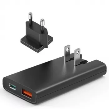 Carregador mini Choetech PD6011 PD65W GaN Slim USB-A+C (preto)