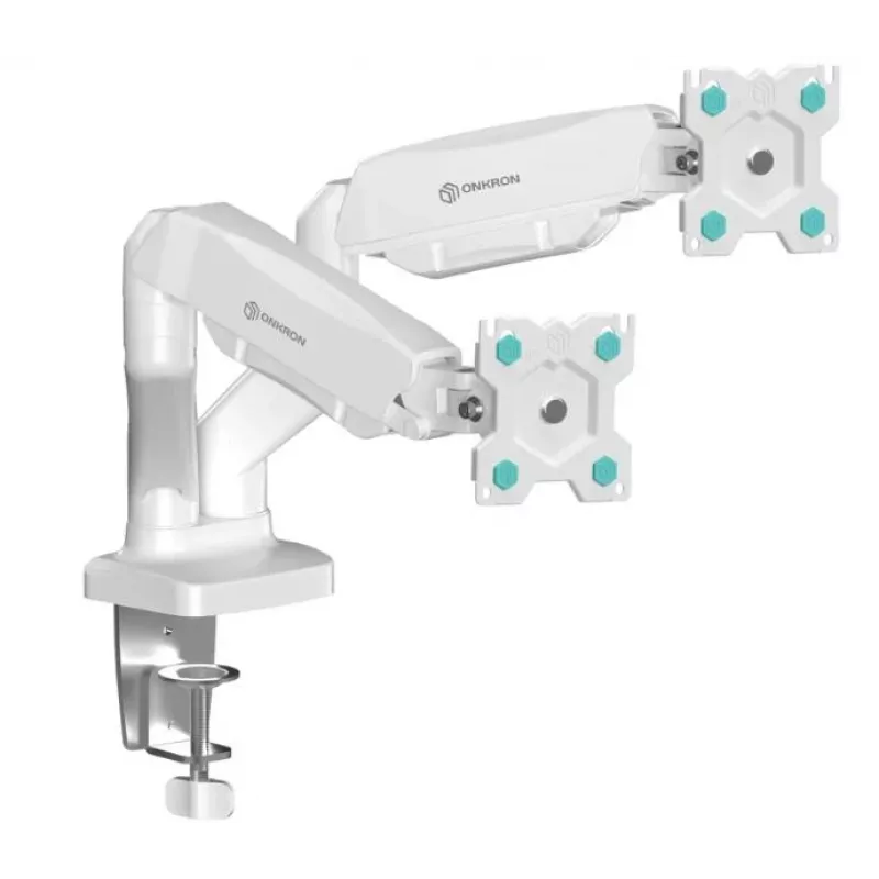 ONKRON G160-W Suporte de secretária giratório e inclinável para dois monitores de 13-32 polegadas, até 8 kg, branco