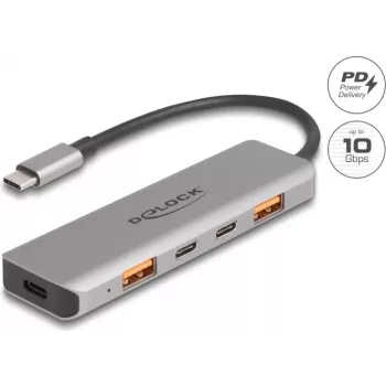 DeLOCK 64302 Dockstation para portátil com fios USB 3.2 Gen 2 Type-C cinzento 95W